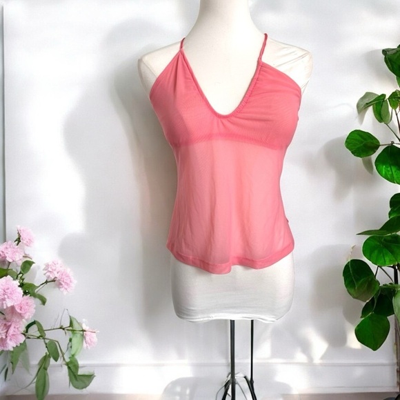 La SENZA Other - Y2K La Senza Pink Mesh Halter Top L